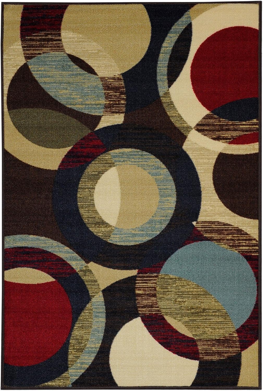Rubber Backed Runner Rug, 22 x 60 inch, Modern Circles, Non Slip, Kitchen Rugs and Mats