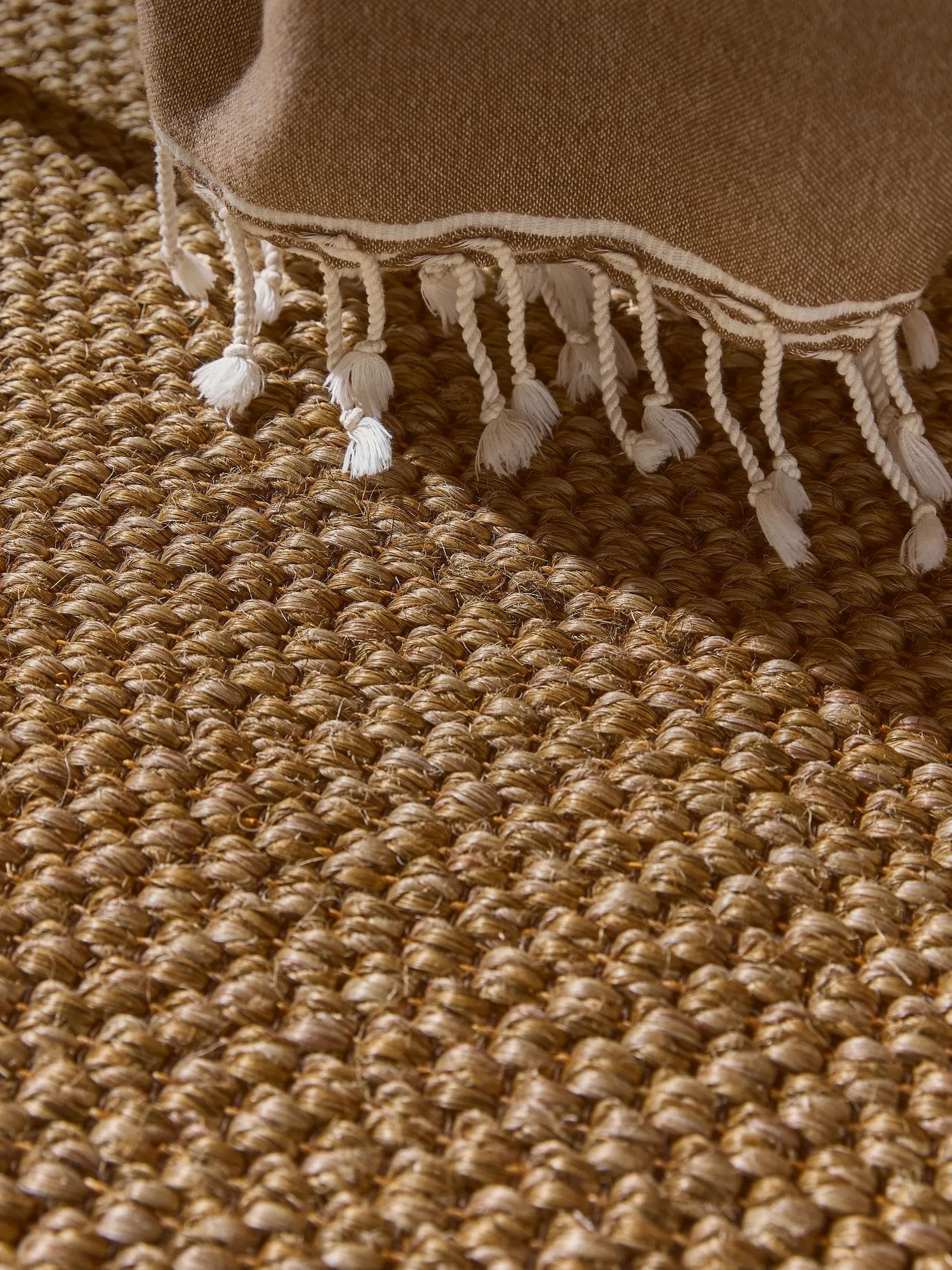 benuta Alfombra de sisal Pure Greta – 100% sisal – Rectangular & en estilo: cenefa, liso, Natural Living, Scandi Living – Fácil de limpiar para salón, dormitorio, crema, 200 x 300 cm