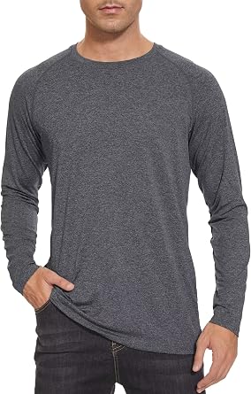 KEFITEVD Mens Long Sleeve UV Shirts Outdoor UPF 50+ Sun Protection Rash Guard Quick Dry Fishing Hiking Running T-Shirts