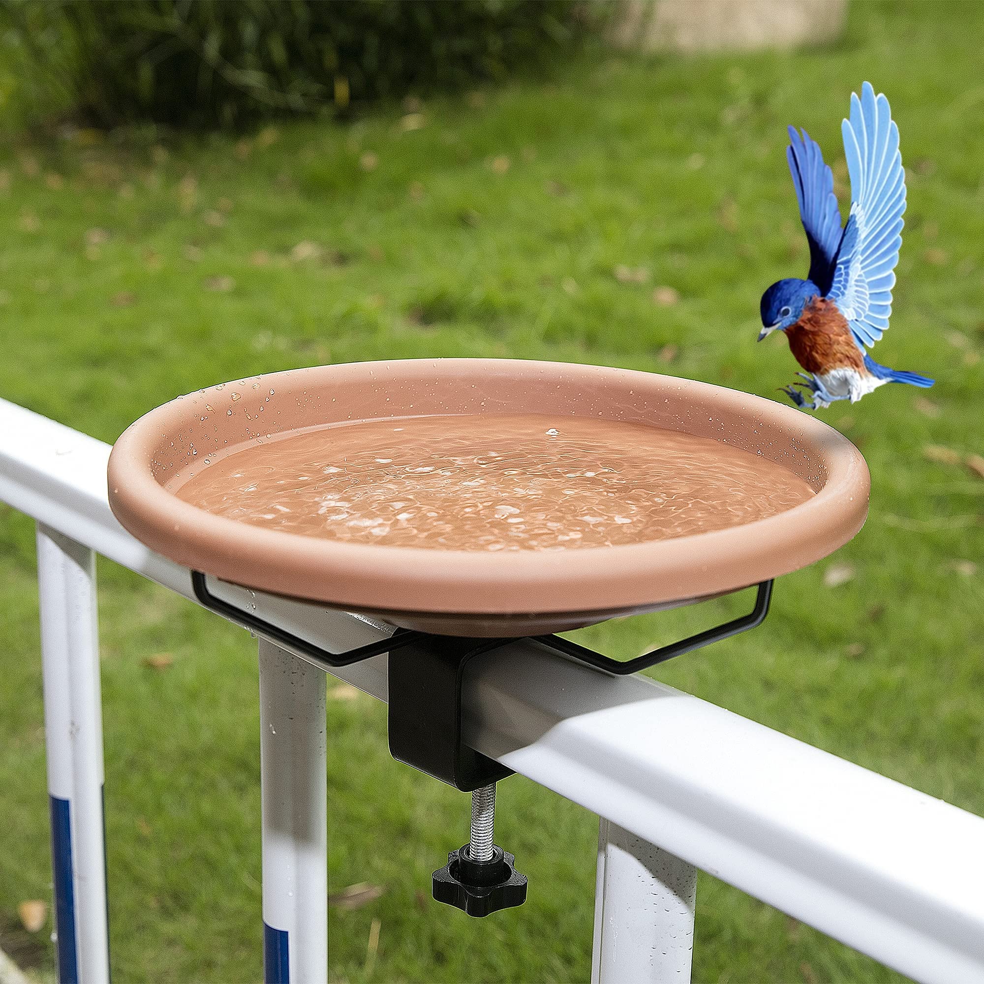 Abbeveratoio per Uccelli, Bagno per Uccelli, Stand Staccabile Alimentatore di Uccelli, Ideale per Giardino, Terrazza, Recinzione, Ringhiere