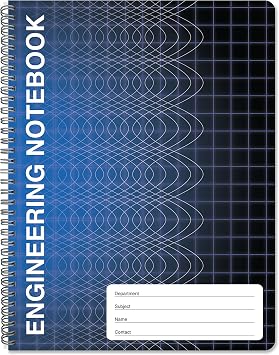 BookFactory Computation Engineering Notebook - 100 Pages 9 1/4 X 11 3/4 - Scientific Grid Pages, Durable Translucent Cover, Wire-O Binding Made in USA