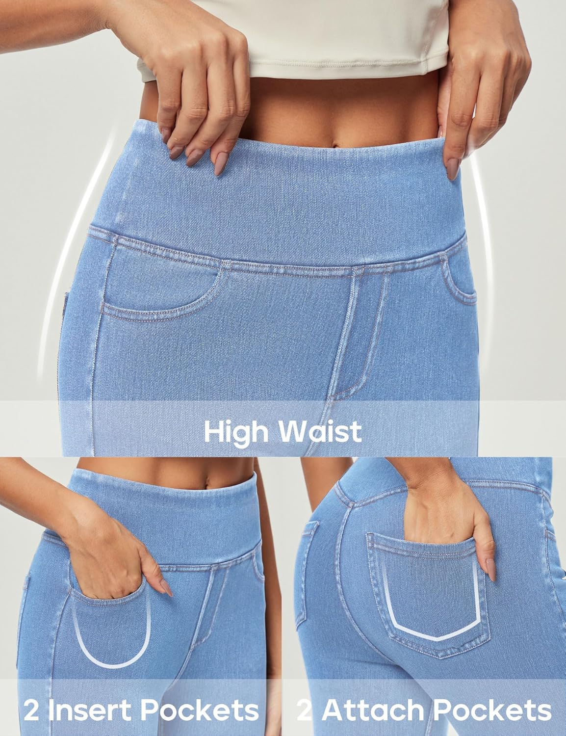 Heathyoga Stretchy Jeans for Women Trendy High Waist Pull On Jeggings Tummy Control Womens Skinny Jeans Leggings with Pockets - Image 4