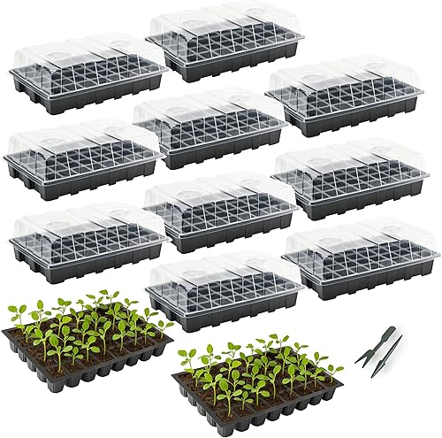 Miniatura 8 de Mr. Pen - Kits de bandejas de inicio de semillas, juego de 5, total de 200 celdas, bandejas duraderas para germinación de plantas con cúpulas