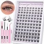 Clear Band Natural Lash Clusters Kit Wispy Eyelash Clusters 10-16mm Lash Extension Kit CC Curl Invisible Band Eyelashes Extensions with Bond and Seal Lash Glue and Tweezers DIY at Home by Geeneiya
