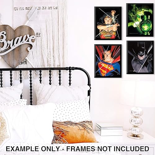 Miniatura 4 de TRENDYPRINT DC Comics  Liga de la Justicia  Alex Ross Art  Mujer Maravilla  Linterna verde  Superman  Batman  Juego de cuatro obras de arte de pared