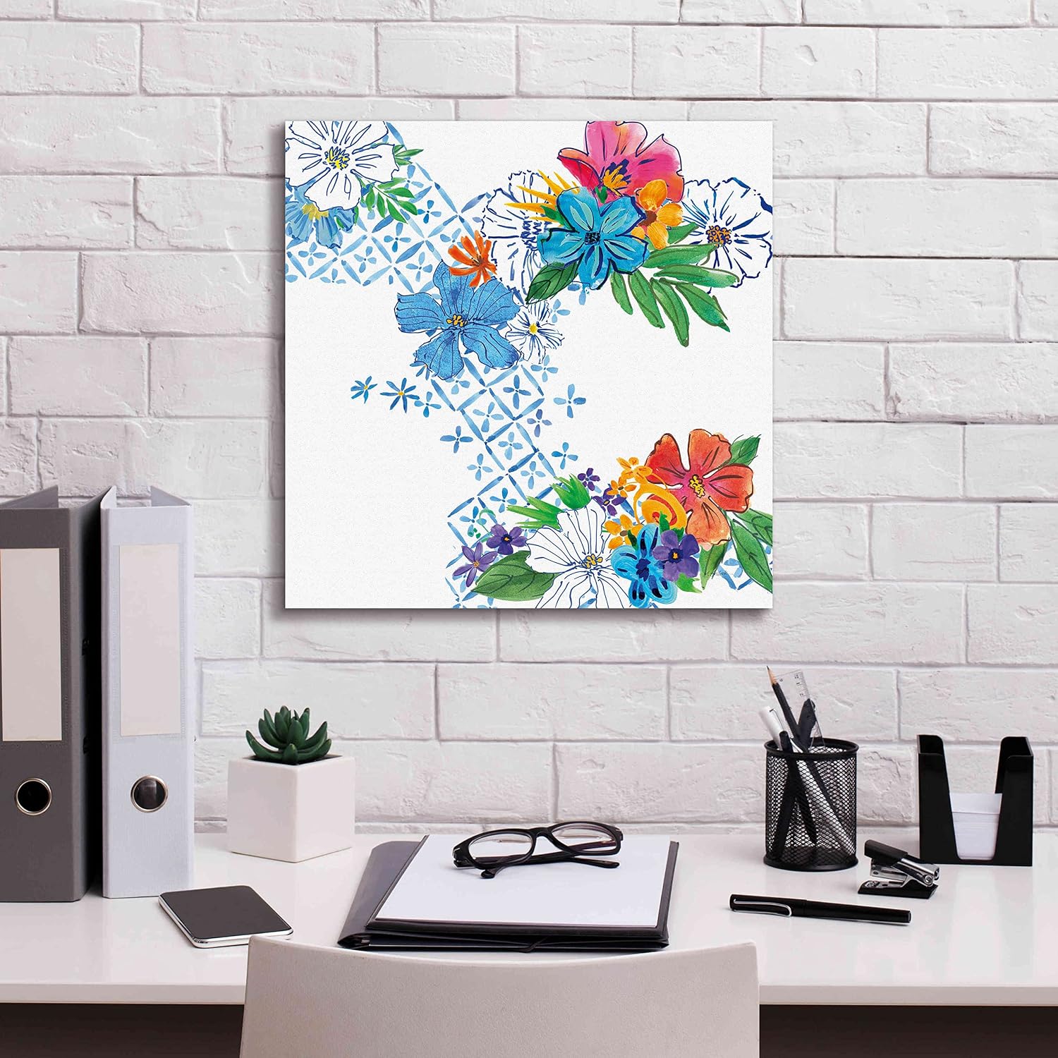 Epic Graffiti 'Flower Power V' by Mike Schick, Giclee Canvas Wall Art, 18"x18"