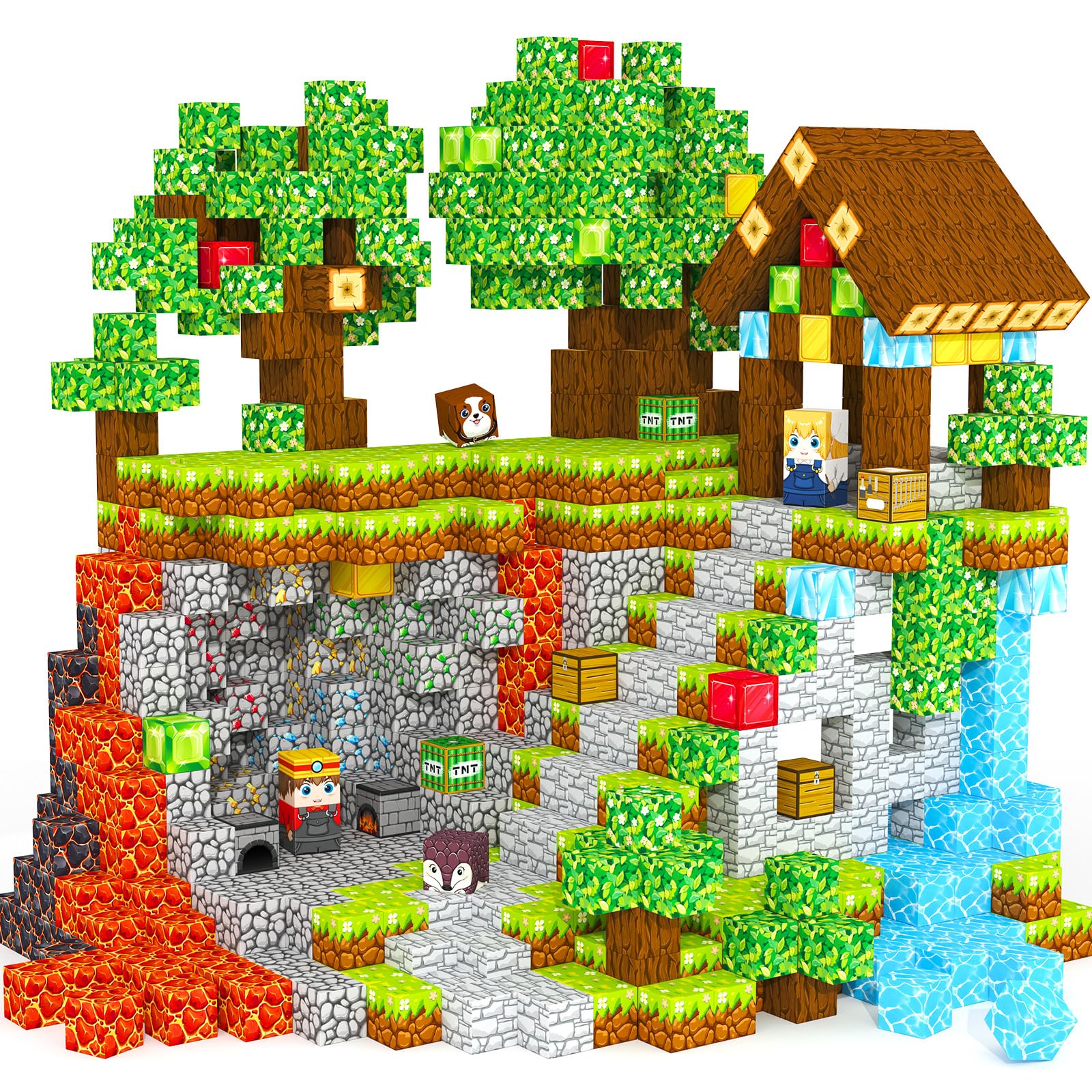 Magnetic Blocks, Magnetic Tiles Building Blocks, Magnet Cubes Toddler Kids Toys, Sensory STEM Toys for 3-5 4-6 5-7 6-8 Year Old Boys Girls Easter Birthday Gifts Travel Outdoor Kids Games (0.8IN/2CM)