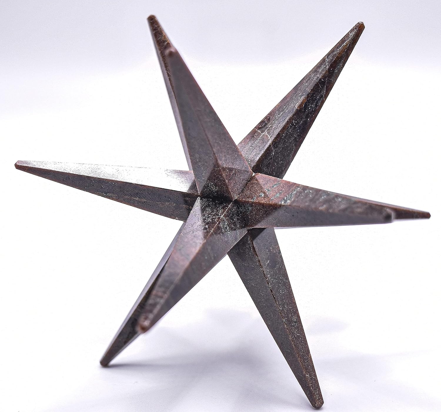 HC Set: 3.9" Red Garnet 12 Point Merkaba Star Sparkling Natural Crystal Almandine Mineral Hand Carved Stone Star - India + One Polished Clear Quartz Cabochon