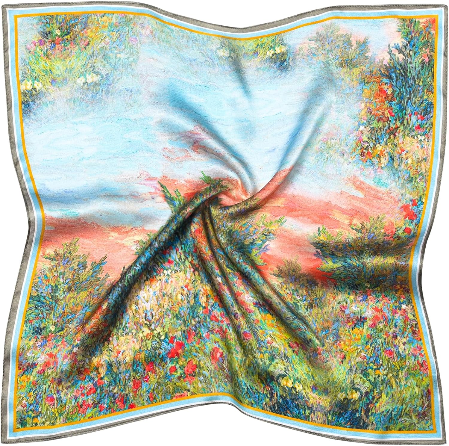 100% Mulberry Silk Scarf 21 "x 21" Square - Neck Scarf - Women Men Small Square Pocket Scarf - With Gift Packed - Image 3