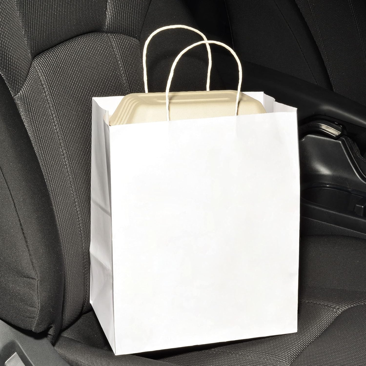 Paper Bags with Handles - 10x6.75x12 Inch 50 Pack White Kraft Shopping Bags, Bulk Gift Bags, Craft Catering Bags for Merchandise, Retail Stores, Restaurants , Small Business, Take Out, Large Bistro : Industrial & Scientific