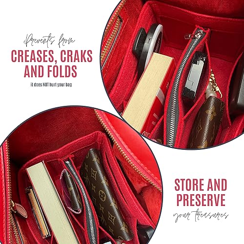 Miniatura 7 de Mini Luggage Bag Organizer Insert Nano Luggage Tote Insert Customizable Premium Felt Handmade Liner protector (Luggage Medium, Lime)