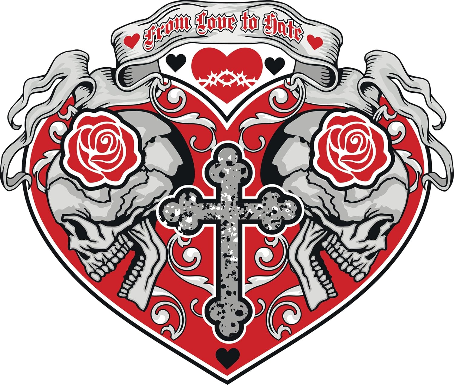 Amazon.com: Artistic Gothic Satanic Red Roses Skulls Cartoon Vinyl ...