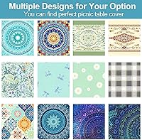 Vista 213 de Play Tailor - Mantel para mesa de pícnic con cubiertas para bancas, impermeable y a prueba de viento con bolsa de cordón, ajustable a mesas y bancas