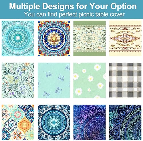 Miniatura 390 de Play Tailor - Mantel para mesa de pícnic con cubiertas para bancas, impermeable y a prueba de viento con bolsa de cordón, ajustable a mesas y bancas