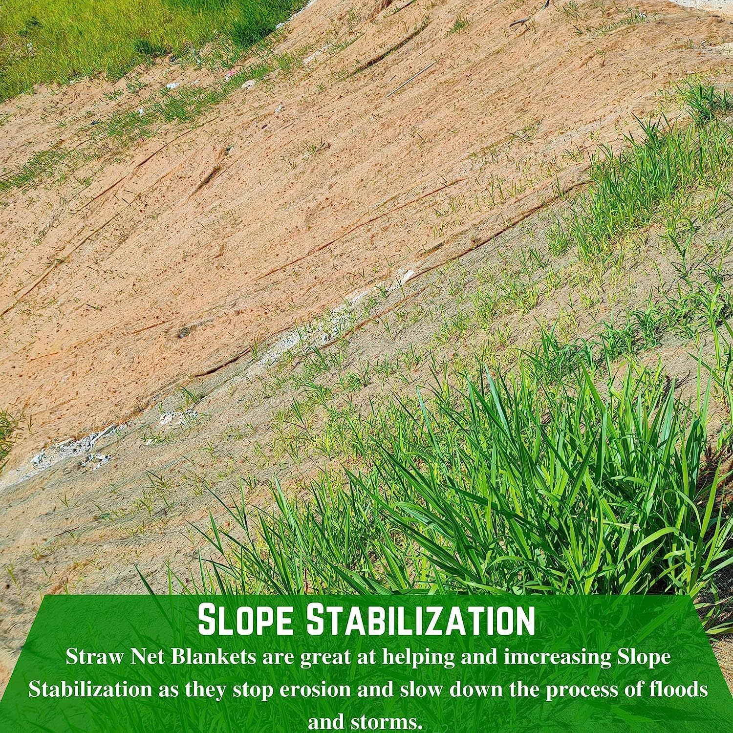 Farm Plastic Supply - Erosion Control Blanket (4' x 50') - Straw Garden and Landscape Cover, Erosion Control Blanket, Straw Blanket, Erosion Control, Mulch, Slope Stabilizer, and Seed Protector