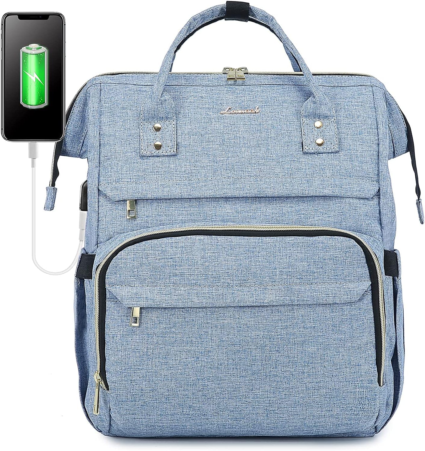 Kiniby Zaino per Laptop da Donna, Zaino Multitasking per Laptop, Disponibile in 2 Misure 15,6 e 17 Pollici Impermeabile Eccellente con Caricatore USB, Adatto per Viaggi d’Affari, Scuola e Ufficio