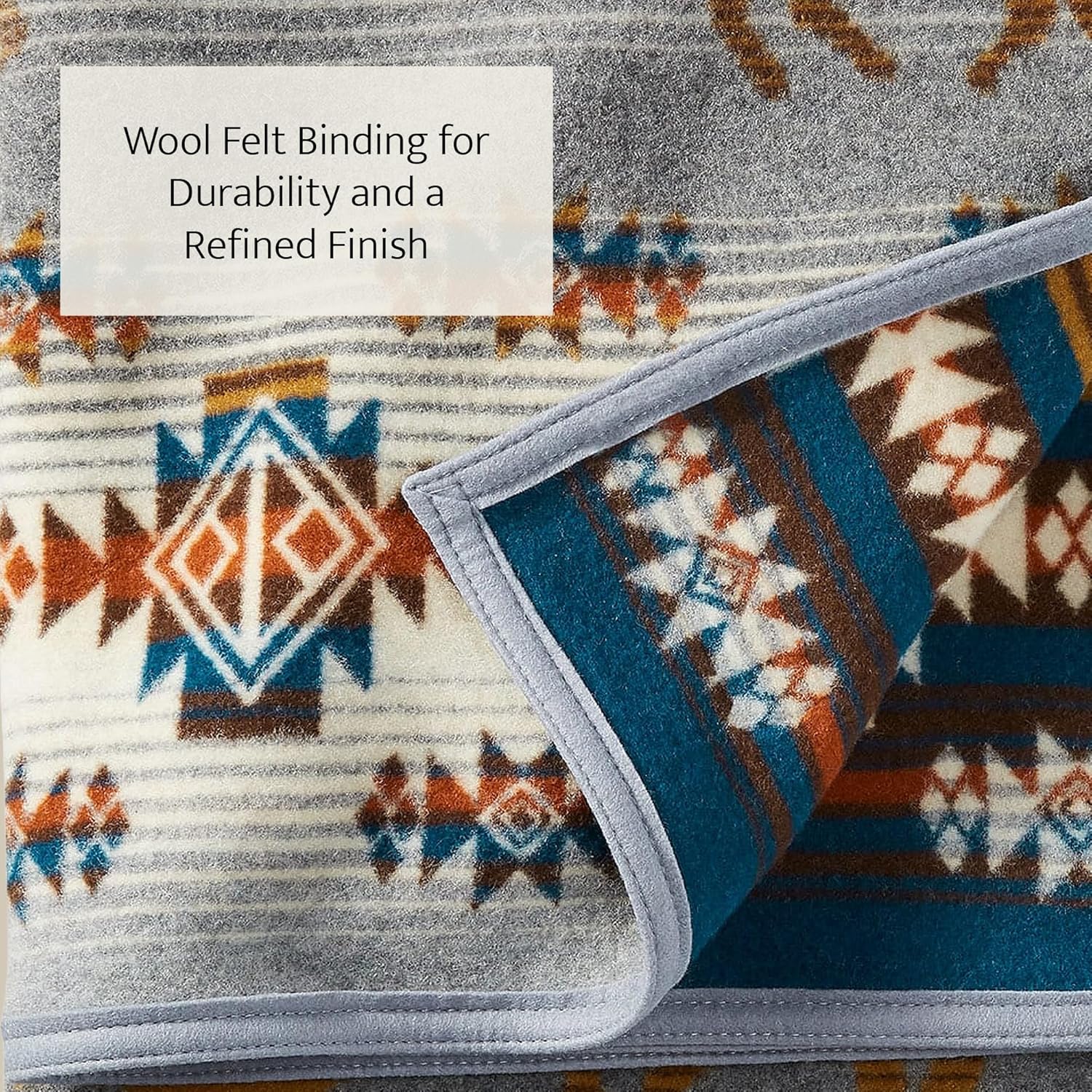 Pendleton Jacquard Wool Throw 54" x 64", Soft and Warm Wool Cotton, Napped Fabric, Reversible All Season Throw Blanket for Sofa, Bed and Home Décor, Dry Clean, Made in USA - Spider Rock Black/White