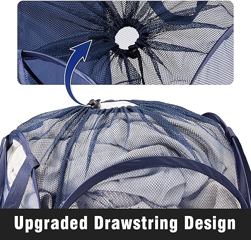 Miniatura 117 de Cesta de malla desplegable para ropa sucia con asas duraderas - Cesta plegable portátil para dormitorio, baño y viajes (azul, paquete de 3 unidades)