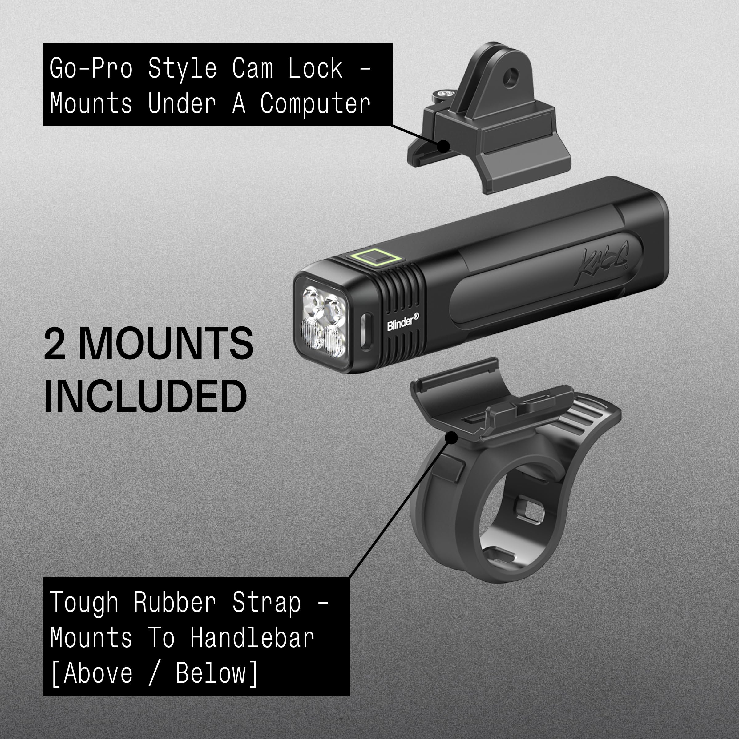 Knog Blinder 1000 et Cobber Reflex Ensemble de feux de vélo 1000 lumens avant et arrière 170 lumens rechargeables par USB, 6 + 1 modes d'éclairage, étanchéité IP67, faisceau 330°, corps compact en