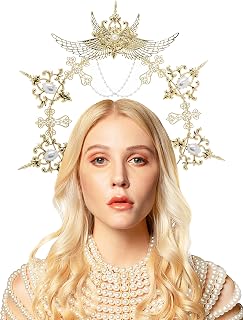 Halo Crown Headpiece Goddess Headpieces Boho Bridal Wedding Crown Halo Headband Angel Tiaras and Crowns for Women