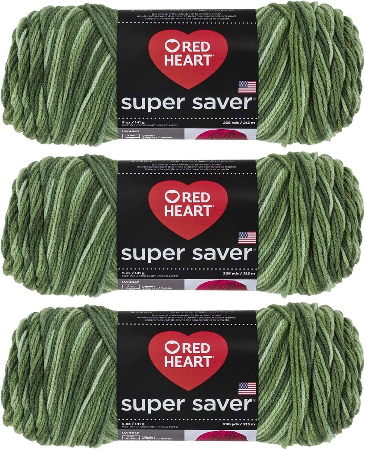 Red Heart Super Saver Yarn (3-Pack) Green Tones E300-629