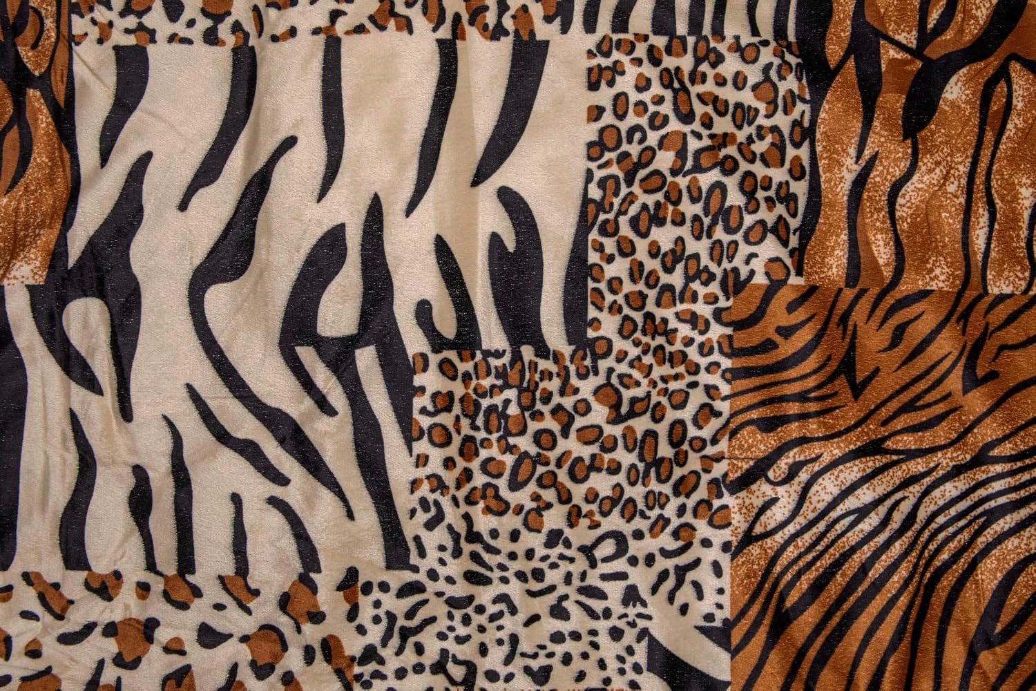 Legacy Decor 7 Pc Multi Animal Kindom Print Black Brown Tan Microfur Comforter Set Queen Size