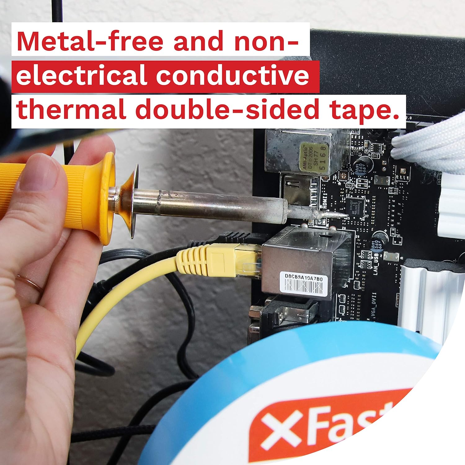 XFasten Thermal Double-Sided Adhesive Tape, 1 Inch x 90 Feet, High Thermal Conductivity and Electrical Insulating Thermal Tape for LED Strips, 3D Printing Beds, Computer CPU, Heat Sinks (Pack of 2)