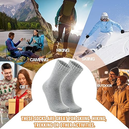 Miniatura 6 de 3 pares de calcetines térmicos cálidos para mujeres y hombres, calcetines de esquí de invierno con aislamiento para botas gruesas para clima frío