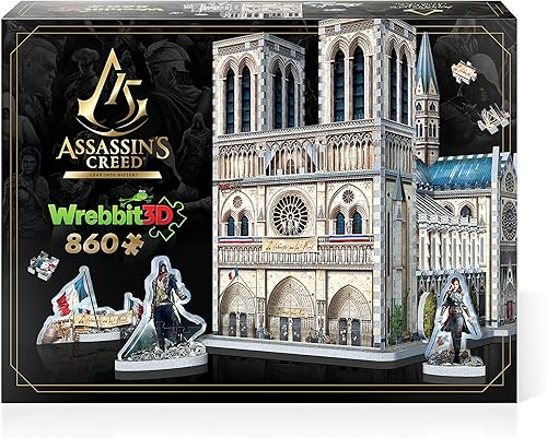 Wrebbit3D Assassin's Creed 3D Puzzle Model of Notre-Dame | 860 piezas de rompecabezas | Referencias de Ubisoft Popular Videojuego