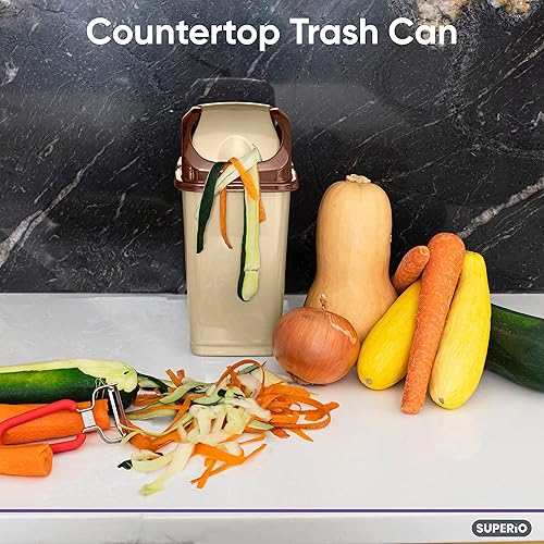 Miniatura 9 de Superio Juego de 3 cubos de basura para el hogar, cocina, oficina, dormitorio, baño, ideal para espacios grandes o pequeños, color blanco (negro, 18