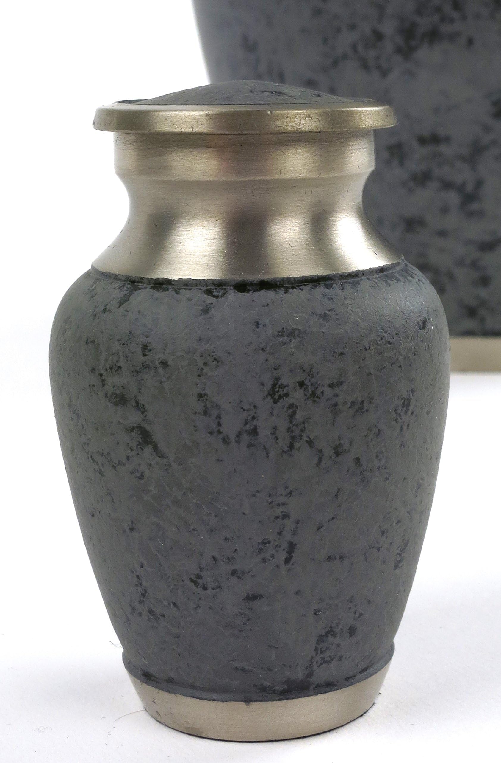 Mini Grey Keepsake Urn • Stone Finish • Miniature Funeral Cremation Urn fits Small Amount of Ashes • Marble Slate Model