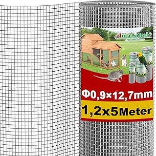 Amagabeli Drahtgitter Volierendraht 1,2 X 5 Meter,0.9mm 12,7 mm Maschenweite Feuerverzinkt & Rostfrei – Für Hochbeet, Voliere, Kaninchenzaun, Wühlmausschutz | Leicht Schneidbar & Wetterfest