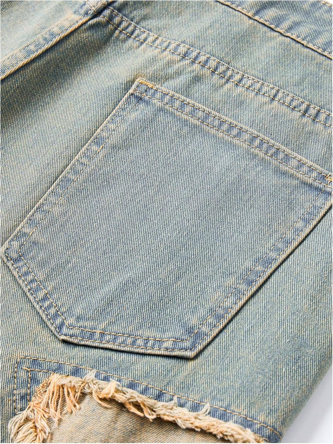 GORGLITTER Men's Jorts Star Graphic Jean Shorts Wide Leg Denim Shorts Baggy Y2k Ripped Distressed Drippy Bermuda Shorts - Image 4