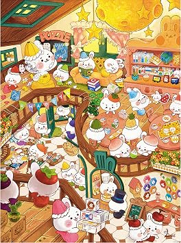 Pintoo Jigsaw Puzzles 1200 Piece for Adults - Bananini - Bana Rabbit Cafe & Puzzle Shop Beautiful Plastic Puzzle for Home Decor Zero Dust Easy Storage [H3750]