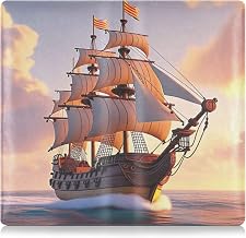 Car Registration and Insurance Card Holder, Pirate Ship PU Leather Glove Box Organizers for Cards Driving Licence Documents, Vehicle Accessories