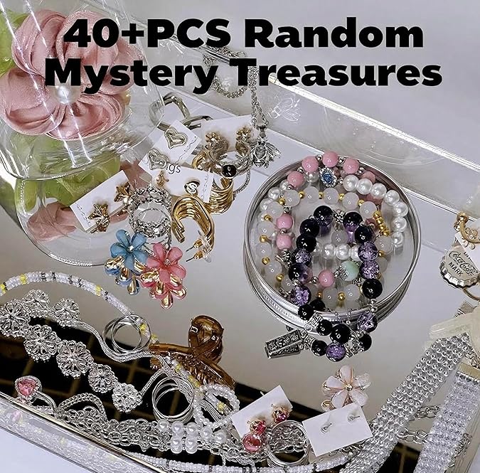 Mystery Jewelry Jar for Women, Gothic Witchy Jewelry Gift Set(Goth Boho Mixed Punk Everyday Necklaces,Earrings, Rings,Bracelets/Bangles),Valentines Day Gifts,Unique Alternative Fashion Romantic Present for Her