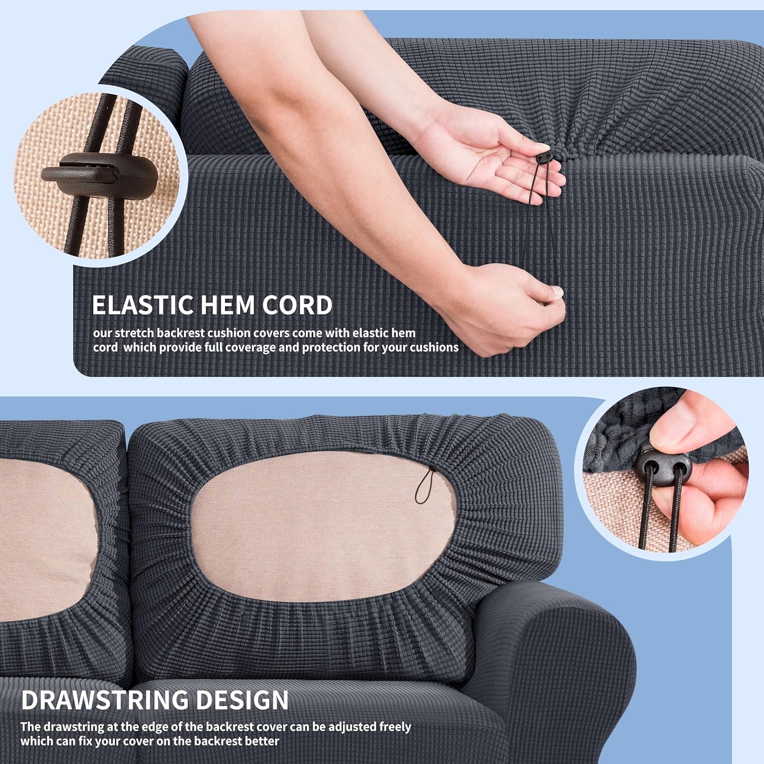 SUBRTEX 9 Pieces Stretch Sofa Slipcover Sets Couch Cover Sets Backrest Cushion Covers Furniture Protector Collection Set for Oversize Sofa Loveseat Chair Slip Covers(X-Large, Gray) : Home & Kitchen