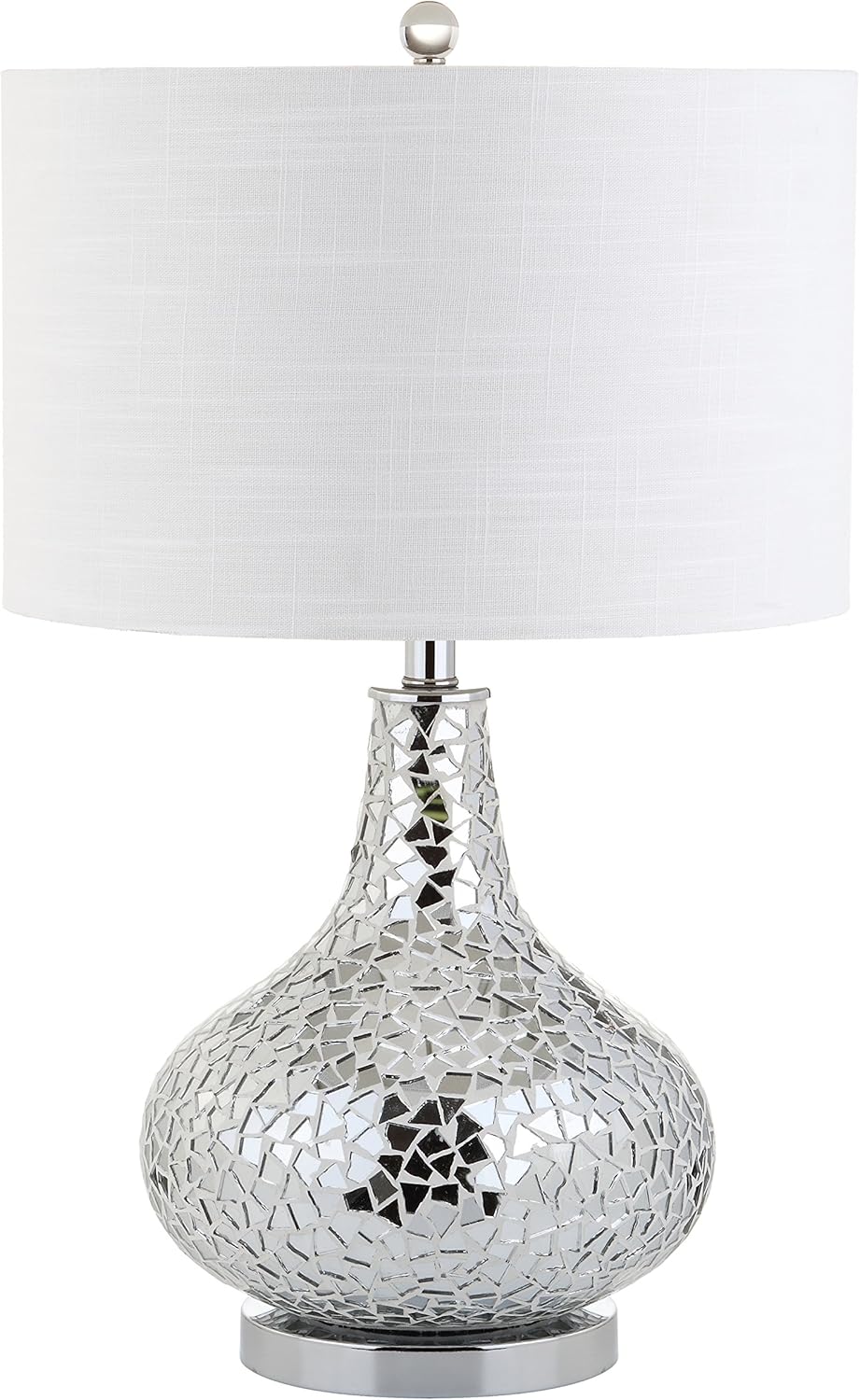 JONATHAN Y JYL1056A Emilia 26" Mirrored Mosaic LED Table Lamp Contemporary Glam Bedside Desk Nightstand Lamp for Bedroom Living Room Office College Bookcase LED Bulb Included, Silver