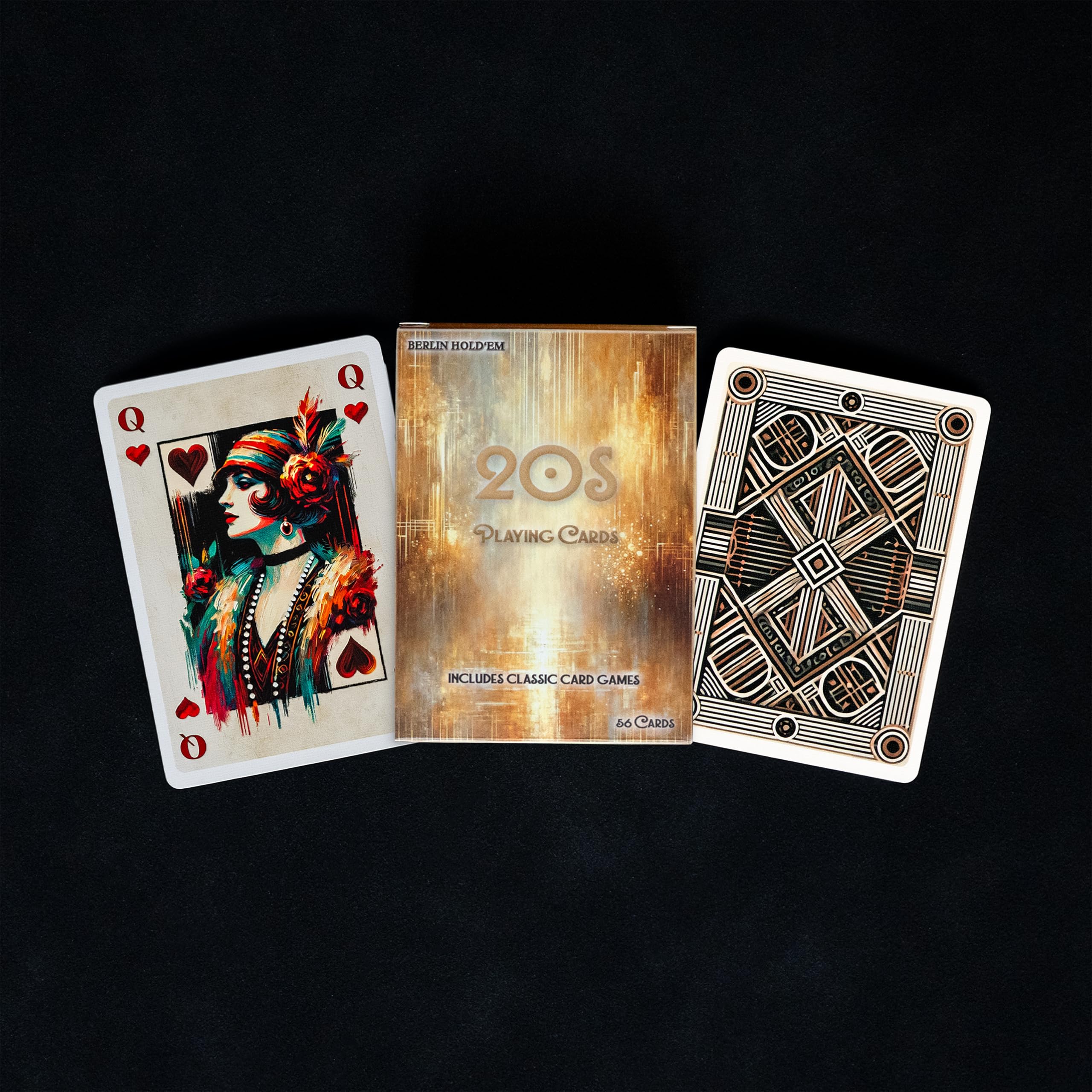 Berlin Hold’Em Spielkarten - 20s Design - Dunkel - 56 Karten Poker Size 63 x 88 mm, Pokerkarten Kartendeck für Poker, Skat & Rommé - 2