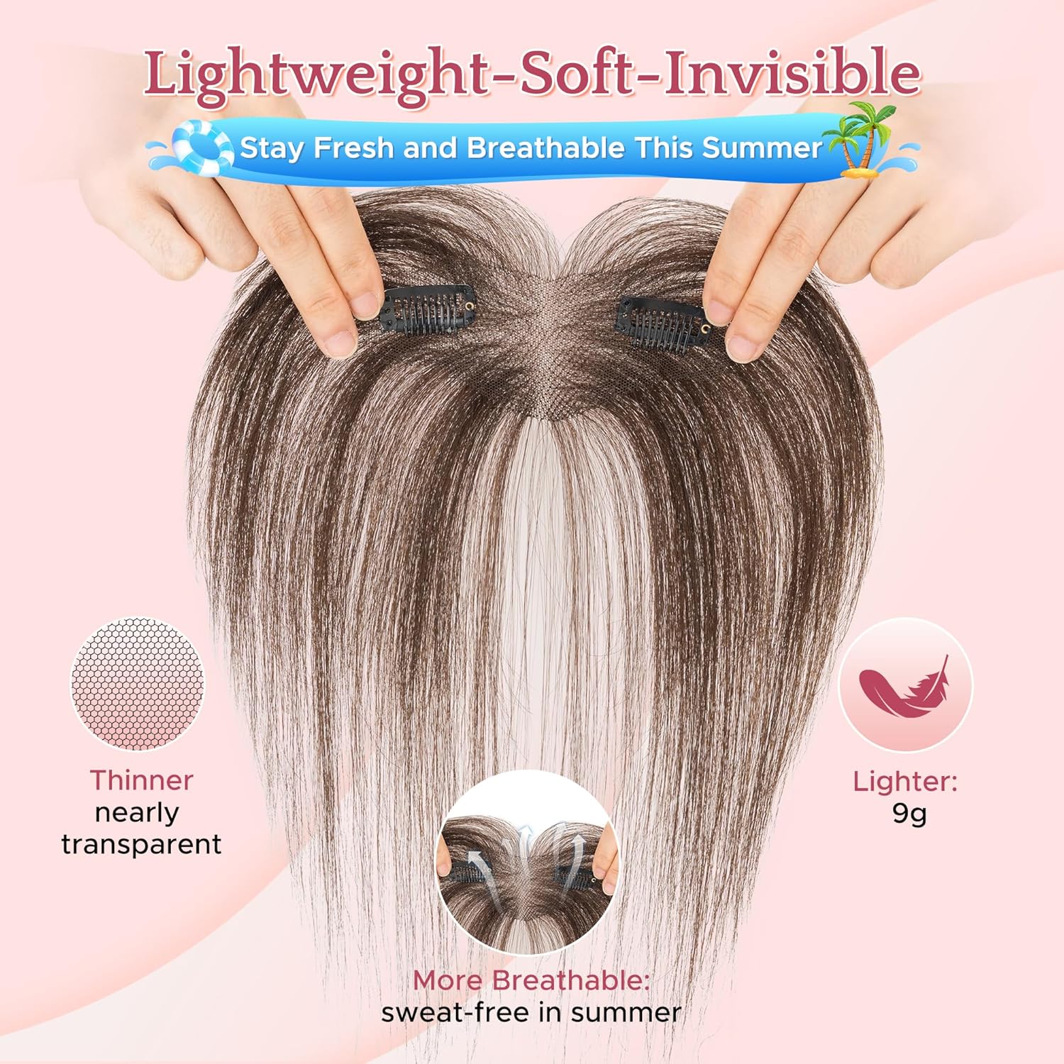SEGO Clip in Side Bangs Real Human Hair, Hand-tied Base Invisible Edges Breathable Fluffy Clip in Hair Pieces for Women -Side #02 Mocha Brown