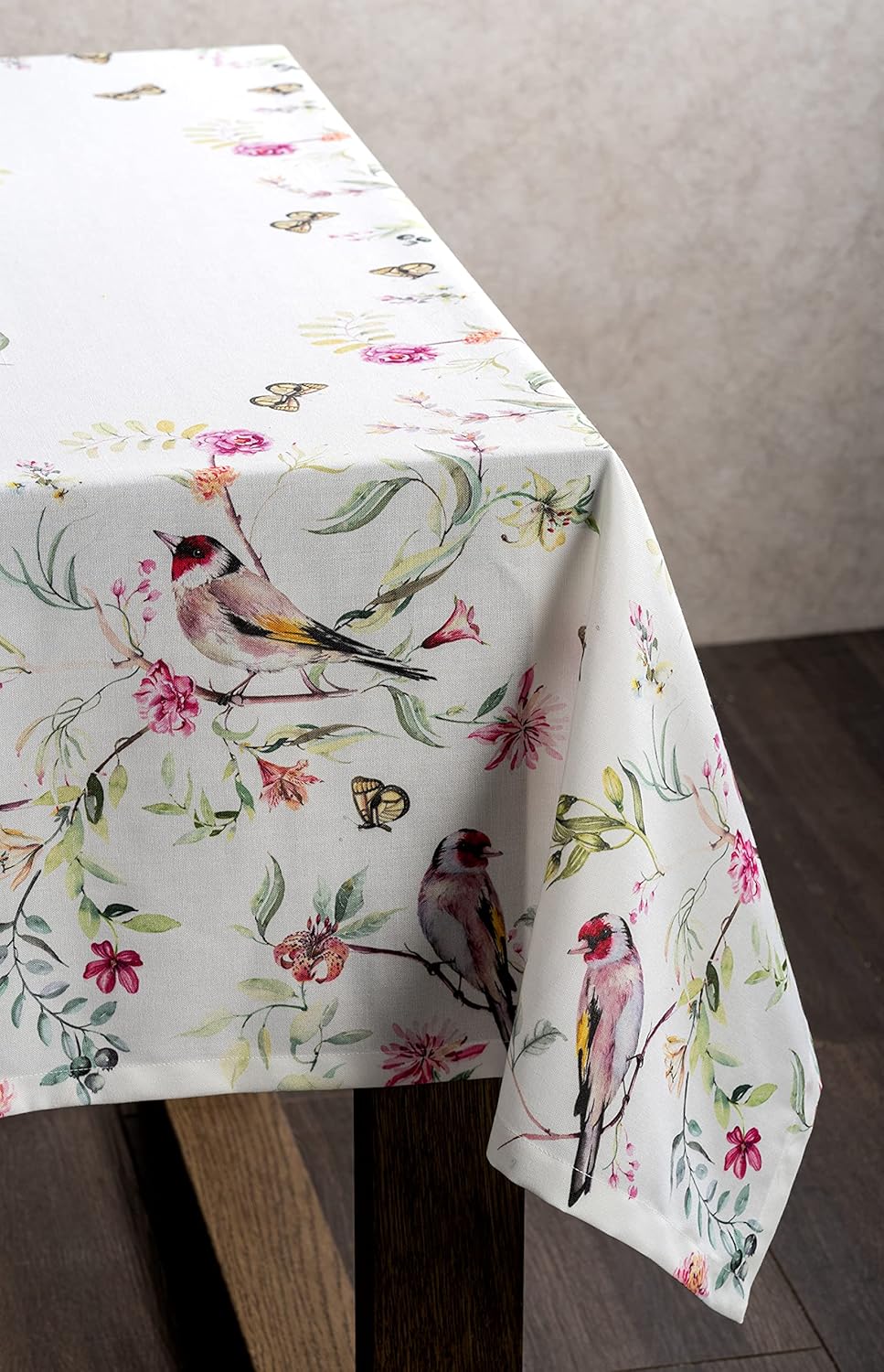 CALICOT Table Cover 100% Polyester 60"x120" Rectangle Washable Tablecloths for Dining, Home, Holiday, Dinners, Wedding, Banquet & Buffet, Sweet Song Birds - Spring/Summer