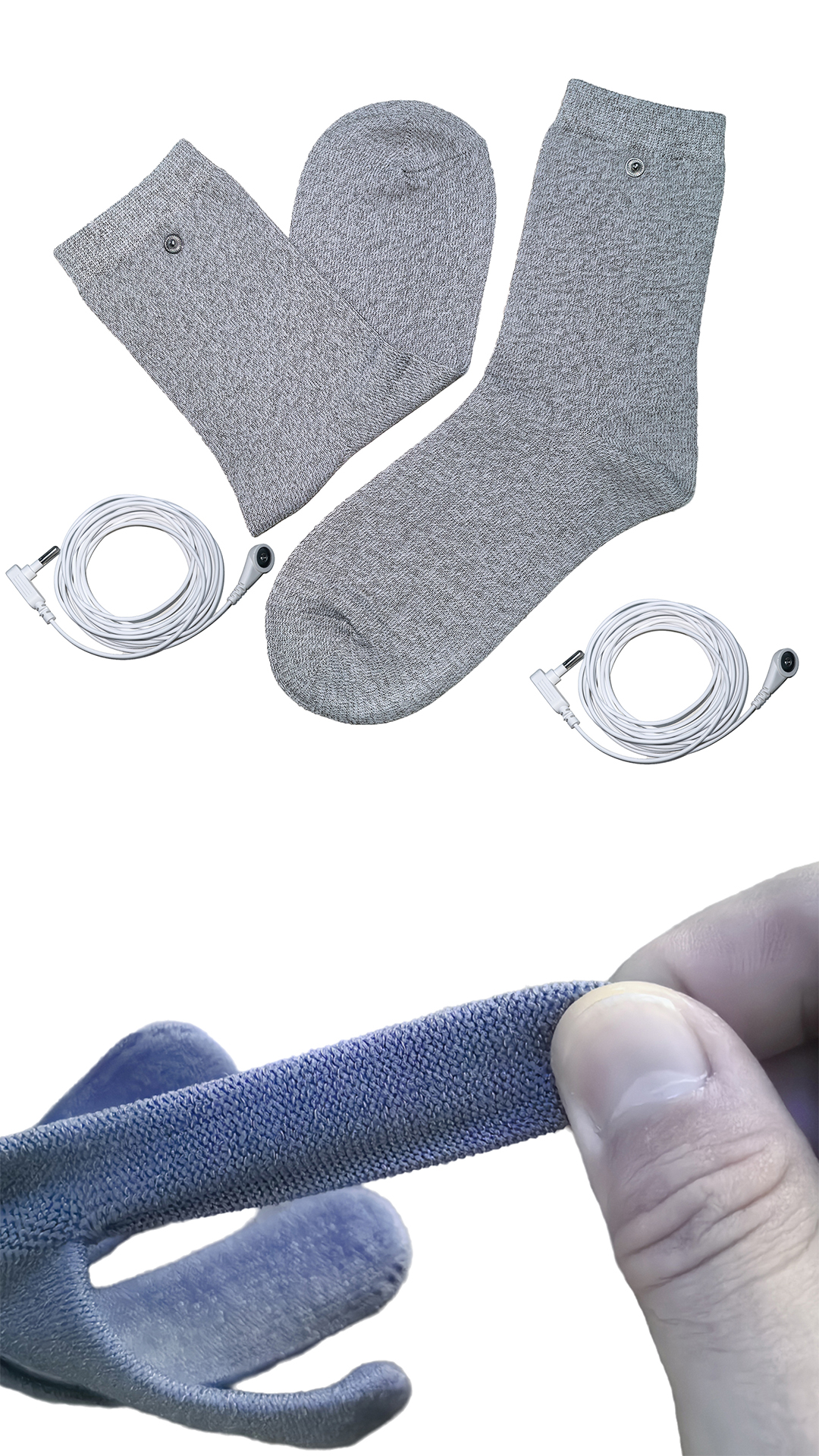 Image of Grounding Socks, Conductive Silver Fiber Socks,Release Static Electricity,Black 1 Pair(Includes 2 Grounding Wire)