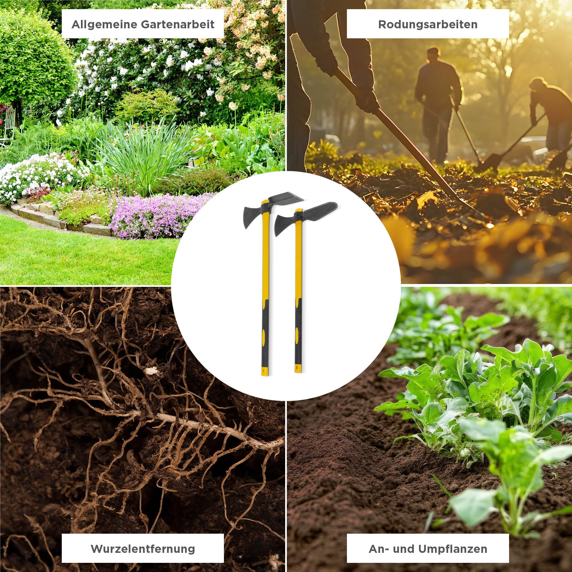 blizz-z Wiedehopfhacke (ovales Blatt) mit Fiberglasstiel in Profiqualität | Hacke, Gartenhacke, Gartenwerkzeug, Wurzelentferner, Rodungsarbeiten | Made in Germany