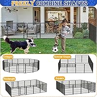 Vista 2 de Corralito para perros al aire libre, portátil, 16 paneles de 40 pulgadas de altura, valla para perros con acabado de pintura antioxidante