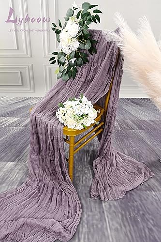 Miniatura 6 de Lykoow Paquete de 10 caminos de mesa de estopilla de uva, gasa rústica de 10 pies, decoración de mesa de boda, mantel de decoración de mesa de boda