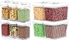 6 Airtight Food Storage Containers - Pantry Snacks Kitchen Container, and 4 Piece Baking Supplies, 4LB Sugar & Flour Canisters for Pantry Organization and Storage