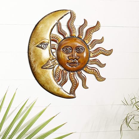 Amazon Com Benzara Metal Sun Moon Wall Decor Discounted Wall Art Home Kitchen