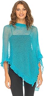 Jersey de estilo capa para mujer - Con volante y transparencias - Punto ligero