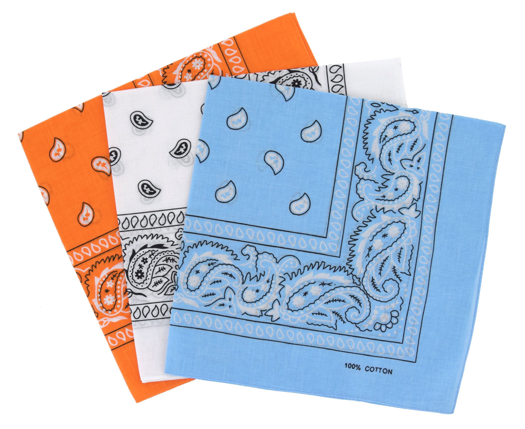 Laciteinterdite Women's Multicolored Cotton Paisley Bandana Scarf Headband 3 Pack