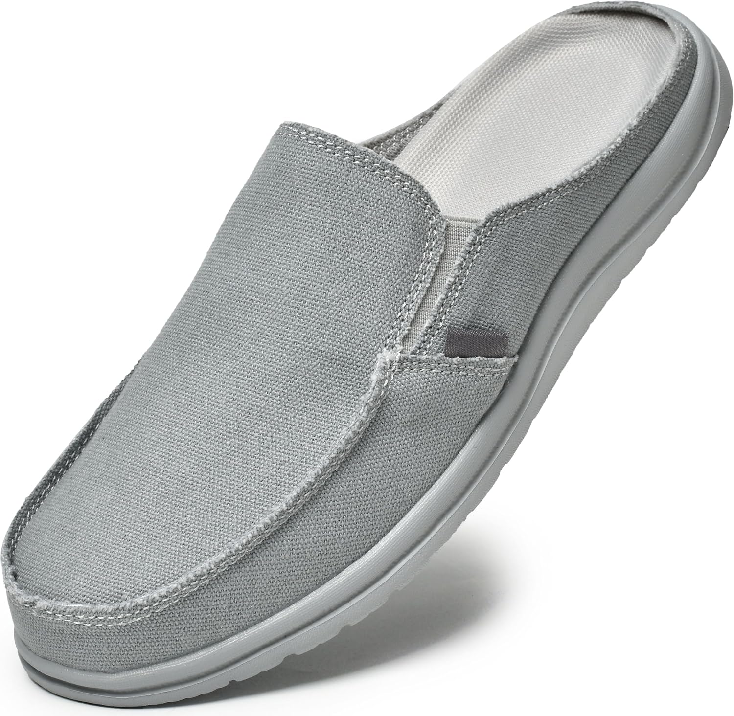 Mens Slip On Backless Loafers Canvas Deck Shoes Lightweight Cloth Flat Boat Slip-ons